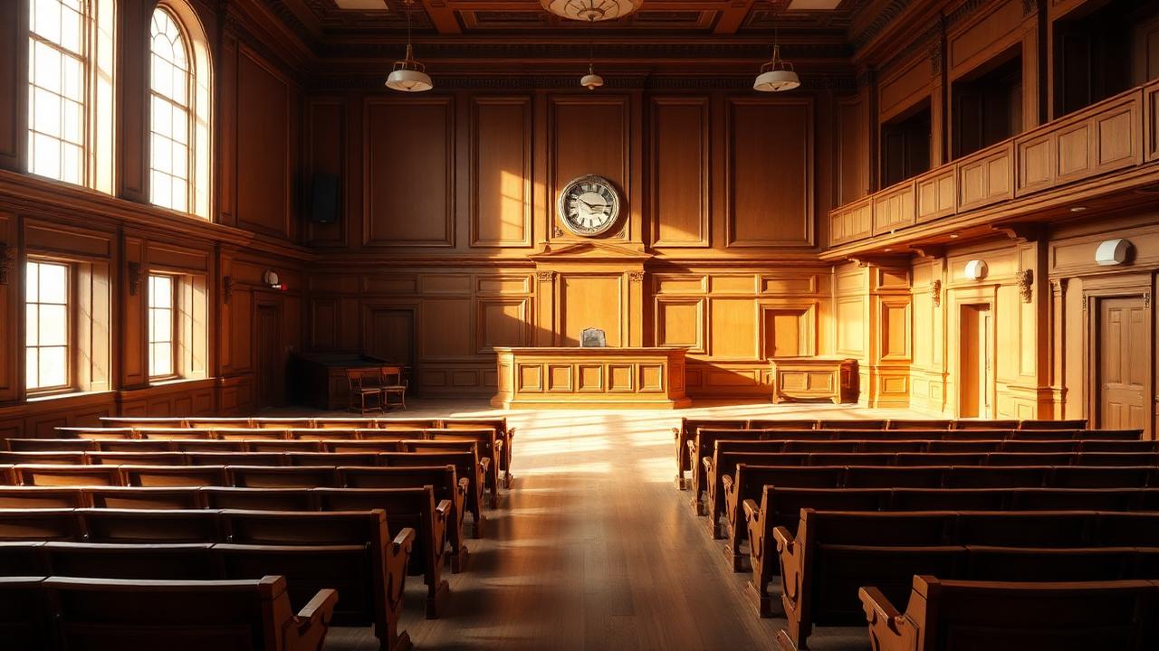 Empty courtroom interior