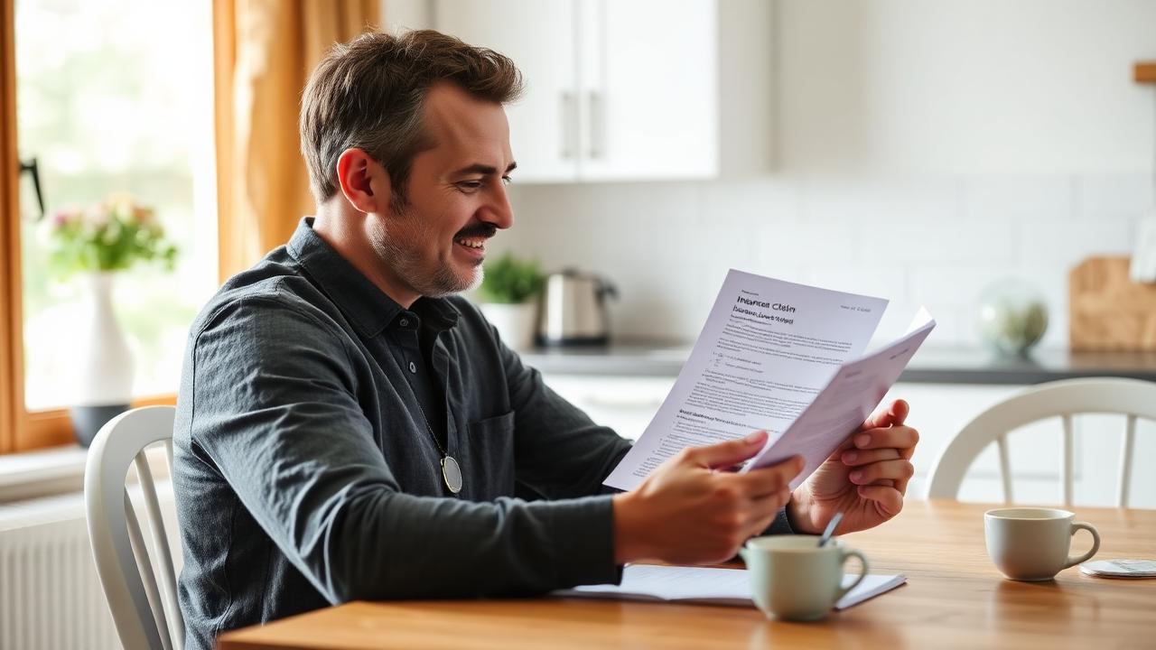Person reviewing an insurance claim letter at home