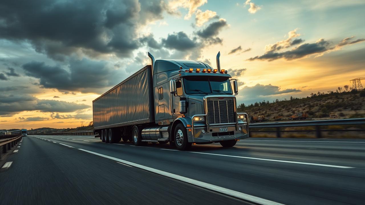 Semi truck traveling on a highway